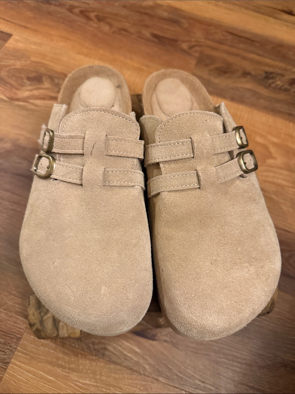 Project Cloud platform Suede Mule Clogs with Double Buckle - Beige size 9